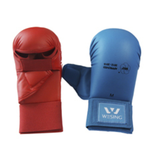 Wesing WKF Sparring Karate Gloves with Thumb Protection Blue Red