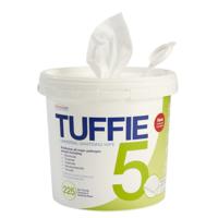 Tuffie 5 Hospital Grade Disinfectant Wipes - Tub/225 universal sanitizing 