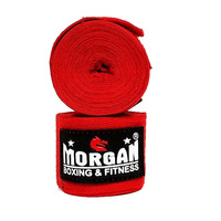 Morgan Cotton Boxing Hand Wraps 180Inch - 4M Long (Pair)[Red]