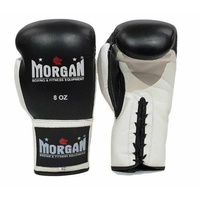 MORGAN LACE UP LEATHER FIGHT NIGHT BOXING GLOVES (8-10-12OZ)
