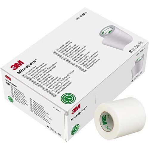 3M Micropore Surgical Tape 6 Rolls 5cm x 9.1 mtrs Hypoallergenic 