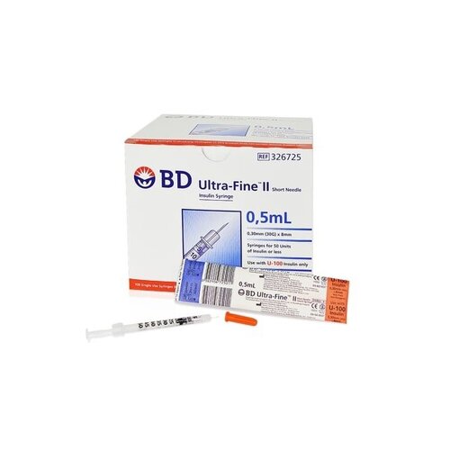 BD Ultra-Fine Insulin Syringe 0.5mL 30G x 8mm - Box/100 326725
