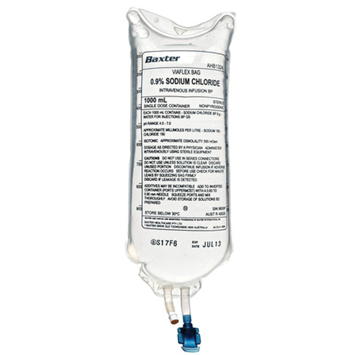 Sodium Chloride 0.9% Infusion 1000mL - Bag  AHB1324