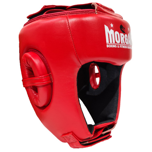 Morgan Platinum Open Face Leather  Head Guard [Medium Red]