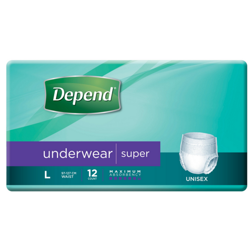 Depend Super Unisex Underwear [Size :Large - 12 Pack] 19616