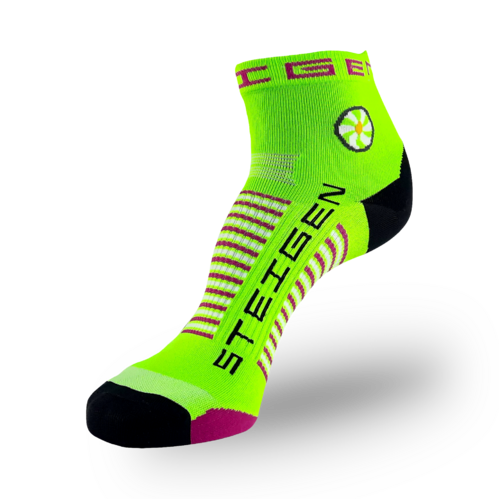 STEIGEN Fluro Green Running & Cycling Socks 1/4 Length