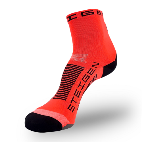 STEIGEN Fluro Red Running & Cycling Socks 1/2 Length